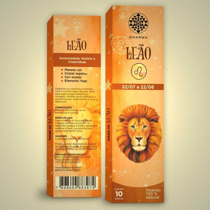 Incenso Dharma Natural Signos – Leão
